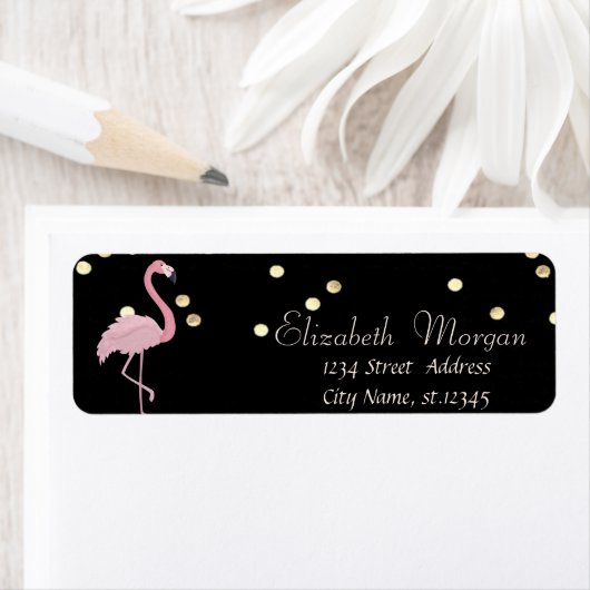 Elegante Schwarz, rosa Flamingo Fux Goldene Foil C (Insitu)