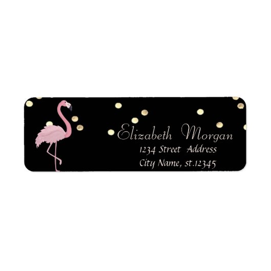 Elegante Schwarz, rosa Flamingo Fux Goldene Foil C (Vorne)