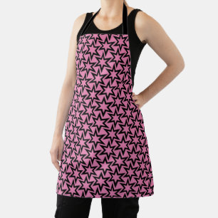 Elegante Schwarz/Rosa Geometrische Sternmuster-Sch Schürze