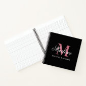 Elegante Schwarz-Rosa-Monogramm-Kalligraphie Notizblock (Innenseite)