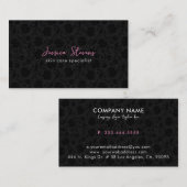 Elegante Schwarz-Rosa- und Vintage Damaskus Visitenkarte (Vorne/Hinten)