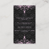 Elegante Schwarz/Rosa Vintage BlumenDamasken Visitenkarte (Rückseite)