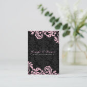 Elegante Schwarz/Rosa Vintage BlumenDamaskus 2 Visitenkarte (Stehend Vorderseite)