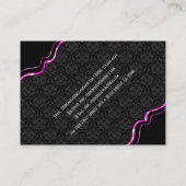 Elegante Schwarz/Rosa Vintage BlumenDamaskus 2 Visitenkarte (Rückseite)