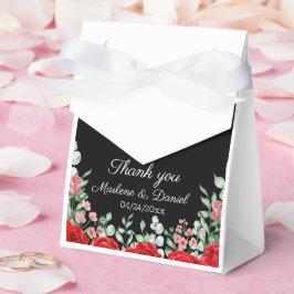 Elegante Schwarz-Rot-Blütenhochzeit Geschenkschachtel