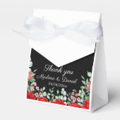 Elegante Schwarz-Rot-Blütenhochzeit Geschenkschachtel (Vorderseite)