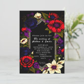 Elegante Schwarz-Rot-Gotische Hochzeit Einladung (Stehend Vorderseite)
