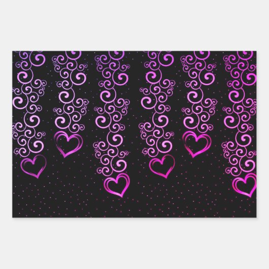 Elegante Schwarz-Rot-Herzen-Sammlung Geschenkpapier Set (Vorderseite 2)