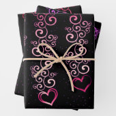 Elegante Schwarz-Rot-Herzen-Sammlung Geschenkpapier Set (Beispiel)