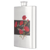 Elegante Schwarz Rot Vintag Blütenkarnation Manly Flachmann (Links)