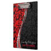 Elegante schwarz-rote Damaskus mit Silberakzenten Klemmbrett (Links)