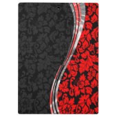 Elegante schwarz-rote Damaskus mit Silberakzenten Klemmbrett (Rückseite)