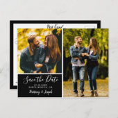 Elegante Schwarz-Save the Date-FotoCollage | Postkarte (Vorne/Hinten)