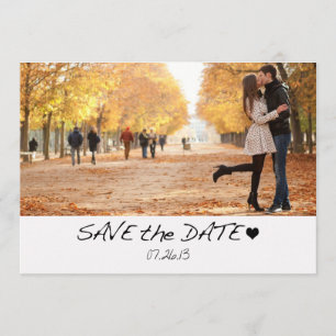 Elegante Schwarz-Save the Date-Fotokarte mit Herz Save The Date