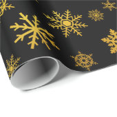 Elegante Schwarz-Schneeflocken-Party Geschenkpapier (Rolleneckpunkt)