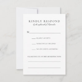 Elegante Schwarz-Script-Diätbeschränkungen Hochzei RSVP Karte