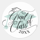 Elegante Schwarz-Script Typografisch Grüne Grad-Ka Runder Aufkleber (Vorderseite)