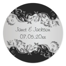 Elegante Schwarz-Silber-Blütenhochzeit