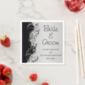 Elegante Schwarz-Silber-Blütenhochzeit Serviette (Beispiel)
