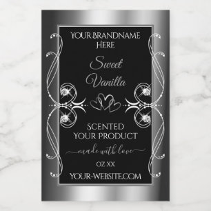 Elegante Schwarz-Silber-Dekor-Produktetiketten Dia Lebensmitteletikett
