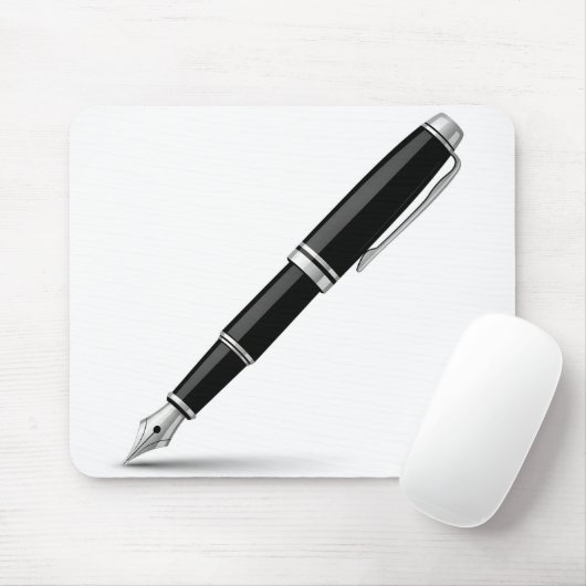 Elegante Schwarz-Silber-Füllfederhalter-Illustrati Mousepad (Mit Mouse)