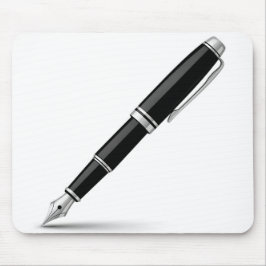 Elegante Schwarz-Silber-Füllfederhalter-Illustrati Mousepad