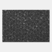 Elegante Schwarz-Silber-Glitzer-Muster Geschenkpapier Set (Vorderseite 2)