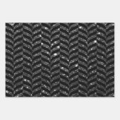 Elegante Schwarz-Silber-Glitzer-Muster Geschenkpapier Set (Vorderseite)