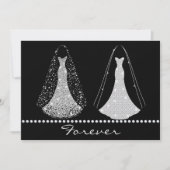 Elegante Schwarz-Silber-Hochzeit Einladung (Vorderseite)