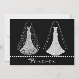 Elegante Schwarz-Silber-Hochzeit Einladung