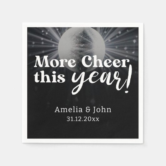 Elegante Schwarz-Silber-Silber-Silvester-Hochzeit Serviette (Vorderseite)