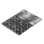 Elegante schwarz-silberfarbene Damaskus-Spitze Notizblock (Linke Seite)