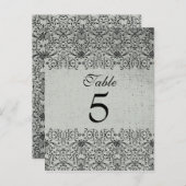 Elegante, schwarz-silberne Damast Hochzeitskarte Postkarte (Vorne/Hinten)