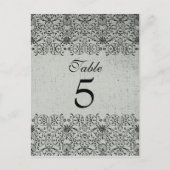 Elegante, schwarz-silberne Damast Hochzeitskarte Postkarte (Vorderseite)