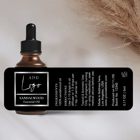 Elegante Schwarz Silver Essential Oil Dropper Flas