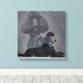 Elegante Schwarz-Standard-Poodle-Zusammensetzung Leinwanddruck (Insitu (Holzboden))