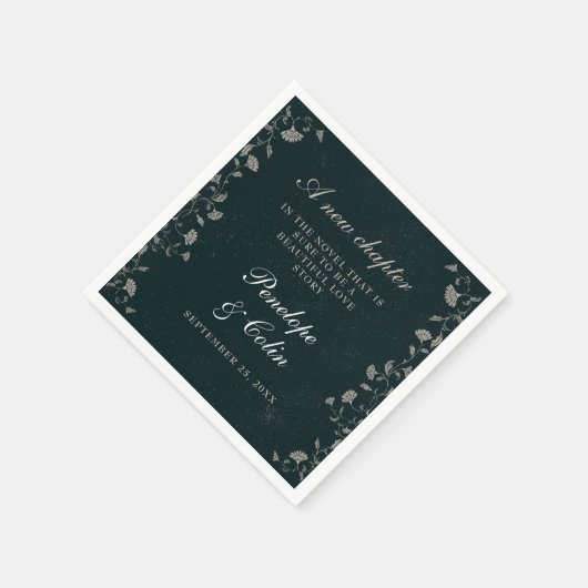 Elegante Schwarz-Tan-Vintage Hochzeit Serviette (Ecke)