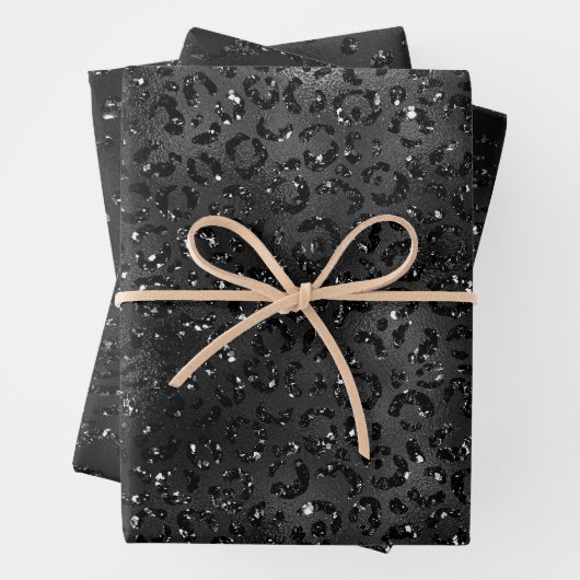 Elegante Schwarz-Tier-Druckmuster Geschenkpapier Set (Beispiel)