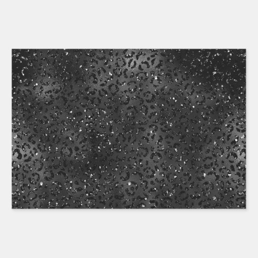 Elegante Schwarz-Tier-Druckmuster Geschenkpapier Set (Vorderseite)