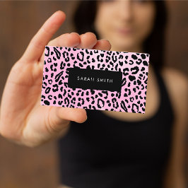 Elegante Schwarz-Tier-Print Beruflich Visitenkarte