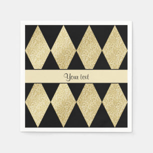 Elegante Schwarz-u. Golddiamanten Serviette