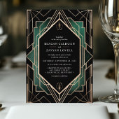 Elegante Schwarz und Gold Art Deco Einladung