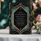 Elegante Schwarz und Gold Art Deco Einladung