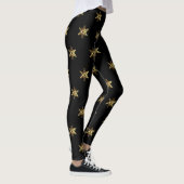 Elegante Schwarz und Gold Brown Snowflakes Weihnac Leggings (Rechts)