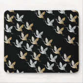 Elegante Schwarz und Gold Crane Japanische Kunst Mousepad (Vorne)