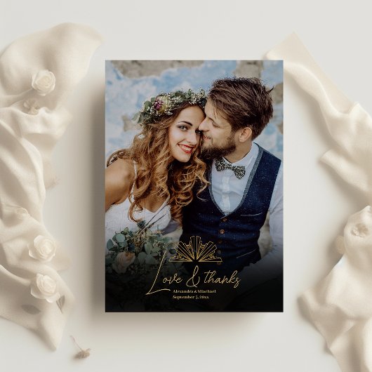 Elegante Schwarz und Gold Dankeskarte