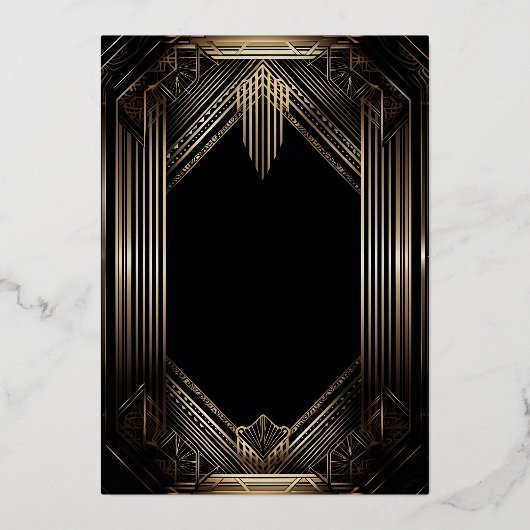 Elegante Schwarz und Gold Folieneinladung (Vorderseite)