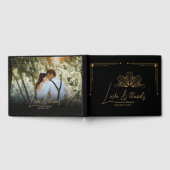 Elegante Schwarz und Gold Gästebuch (Voll)
