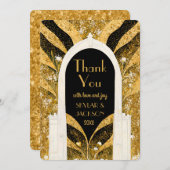 Elegante Schwarz und Gold Kunst, Dichtung und Musi Dankeskarte (Vorne/Hinten)