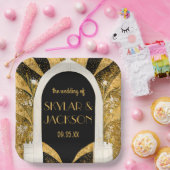 Elegante Schwarz und Gold Kunst, Dichtung und Musi Pappteller (Party)